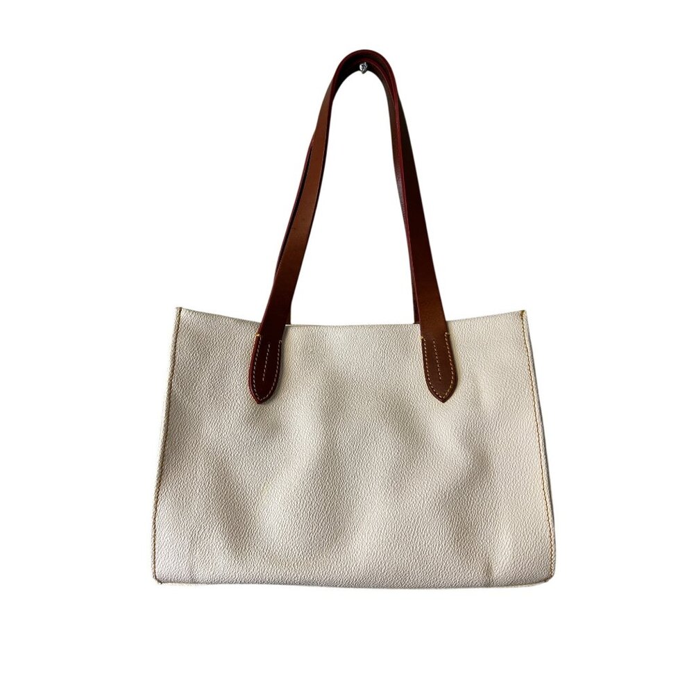 Dooney & Bourke White and Brown Leather Tote - Picture 5 of 16